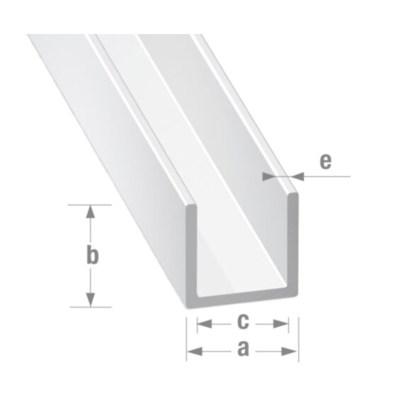Profilé alu laqué U blanc 15 x 15 x 15 x 1,5 mm int.12 2m - CQFD