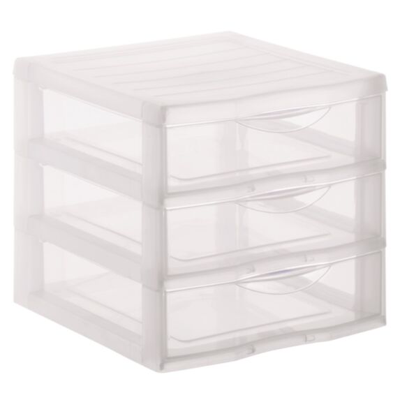 Tour de rangement Orgamix 3 tiroirs transparent - SUNDIS