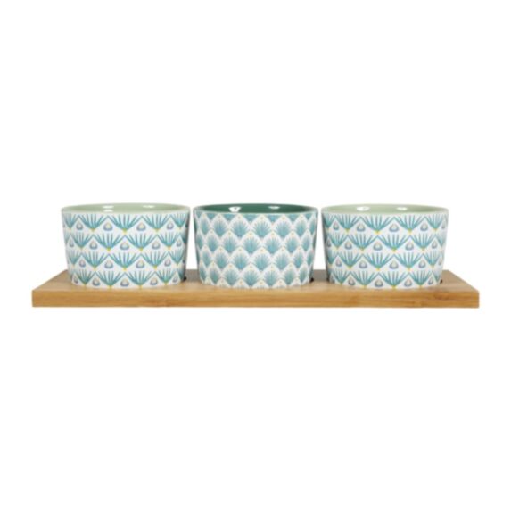 Plateau apéro Eté 30 x 10,5 x 6 cm bambou/grès - OSTARIA