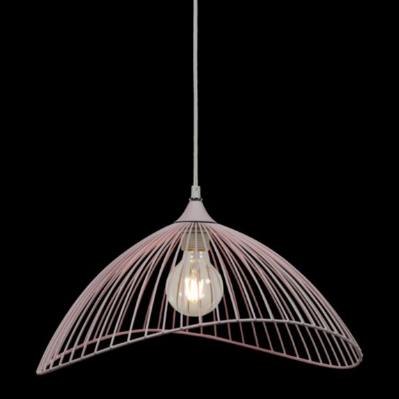 Suspension métal filaire rose doux 45,5x41,5x26cm - OSTARIA