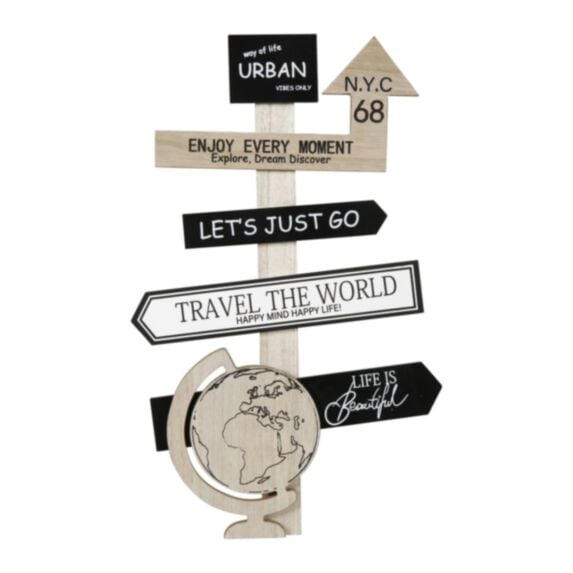 Décoration murale Travel bois 32x51,5cm bois/noir/blanc - OSTARIA