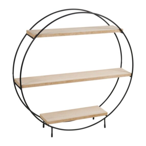 Etagère ronde 3 étages Ø50 x 10 cm bois/métal noir - OSTARIA