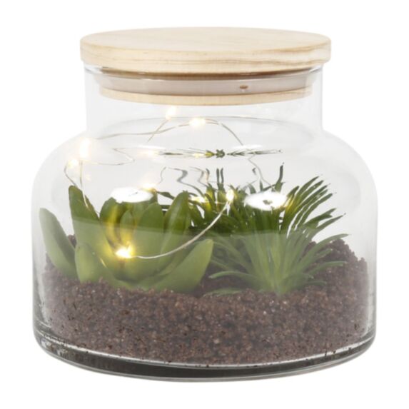 Plante artificielle pot verre Ø12xH10cm à led - OSTARIA
