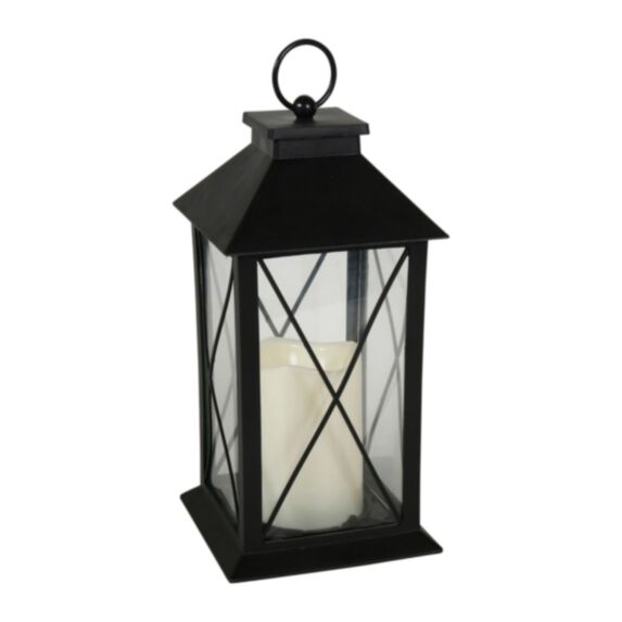 Lanterne décorative lumineuse led métal Ø14 x H 29 cm noir - OSTARIA