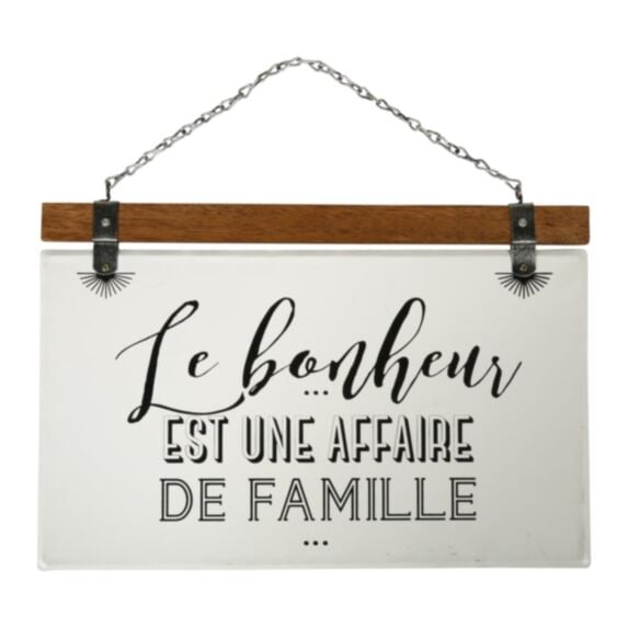 Décoration murale plaque Famille 35 x 33 cm métal/bois - OSTARIA