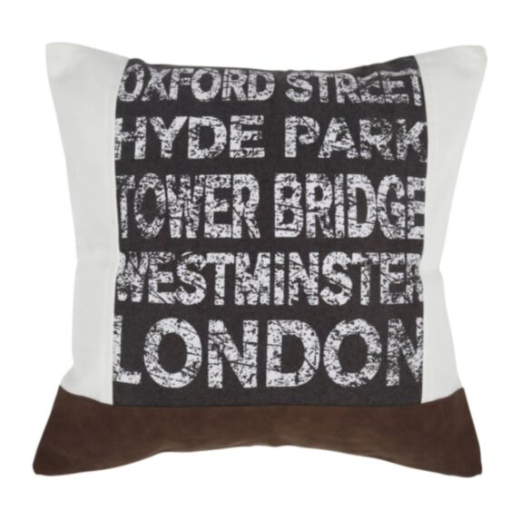 Coussin décoratif Oxford 40x40cm blanc/marron - OSTARIA