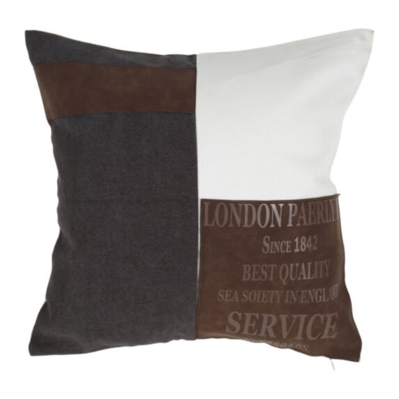 Coussin décoratif London 40x40cm blanc/marron - OSTARIA