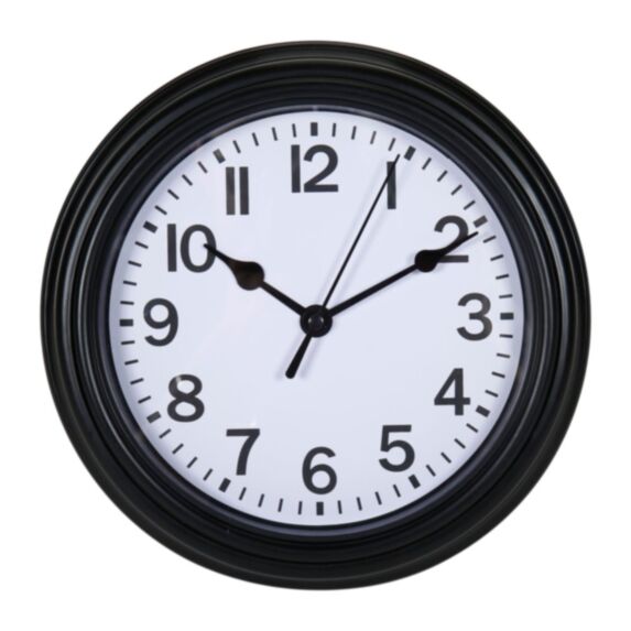 Horloge plastique Cadran Ø22 cm noir - OSTARIA