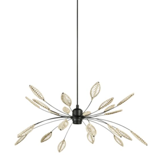 Suspension Ellise Ø60 cm E27 métal noir / cordage naturel - OSTARIA 