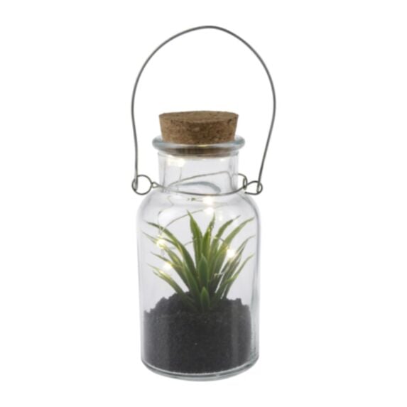 Plante artificielle bouteille en verre Ø6,5xH21cm led - OSTARIA