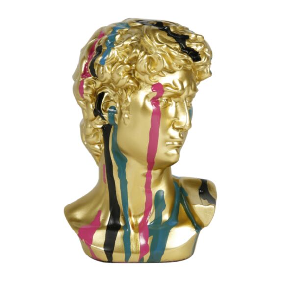 Décoration buste vinyle taches multicolores H,10 cm doré - OSTARIA