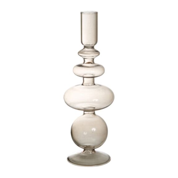 Photophore Rétro Ø7 x H24 cm verre gris- OSTARIA