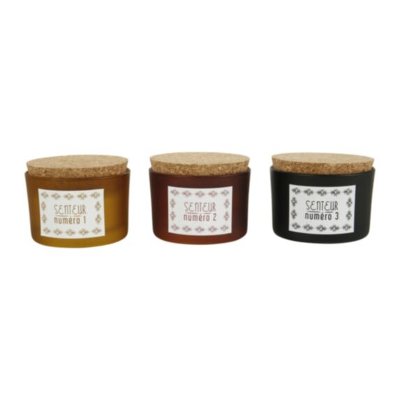 Set de 3 bougies en pot Senteurs Ø7,5 cm marron - OSTARIA 