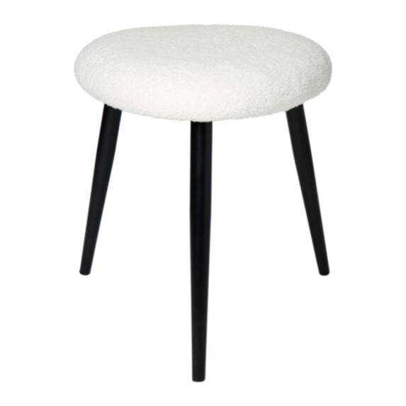 Tabouret bouclette Aries Ø35 x H39 cm blanc - OSTARIA