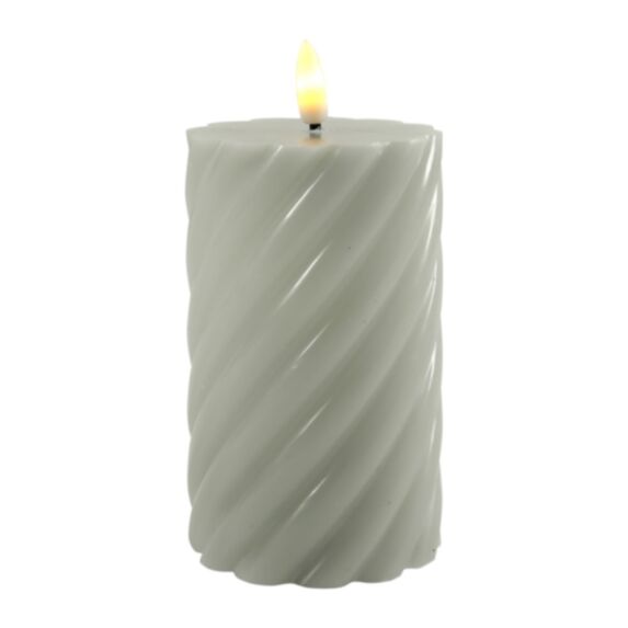 Bougie cire led grise Ø7,5 x H15,5 cm à piles - OSTARIA