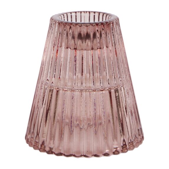 Bougeoir cône verre rose Ø5,5cm - OSTARIA