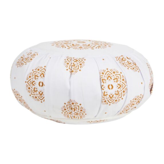 Coussin de méditation rond blanc/marron Ø33 x H18 cm - OSTARIA