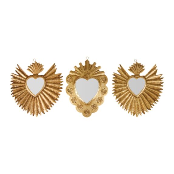 Set de 3 miroirs Exvoto 20 cm métal doré - OSTARIA