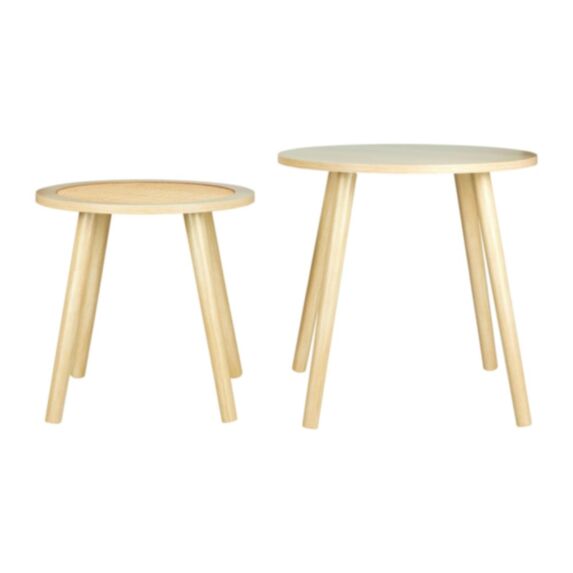 Set de 2 tables d'appoint Cannage Ø48 x H47 cm bois - OSTARIA