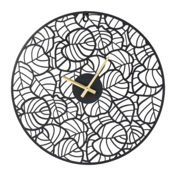 Horloge Calathea ajourée Ø40 cm métal noir - OSTARIA