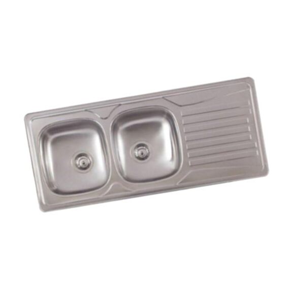 Evier inox anti-rayures 2 cuves + 1 égouttoir avec bonde - BANKA