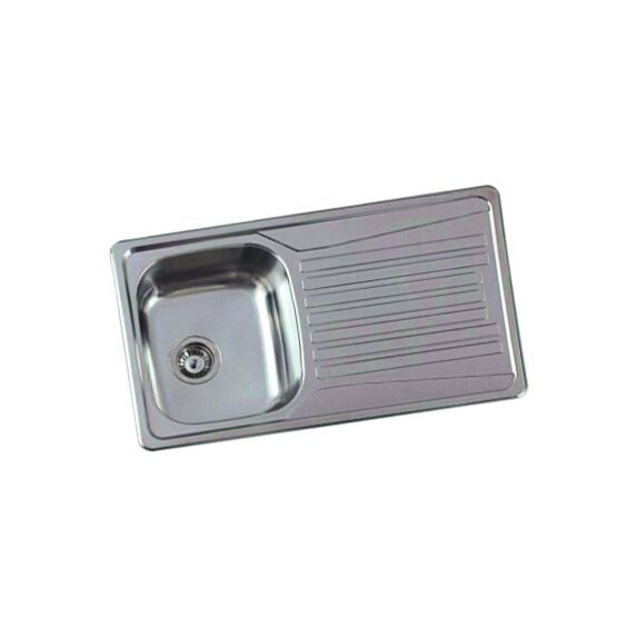 Evier inox anti-rayures 1 cuve + 1 égouttoir avec bonde - BANKA