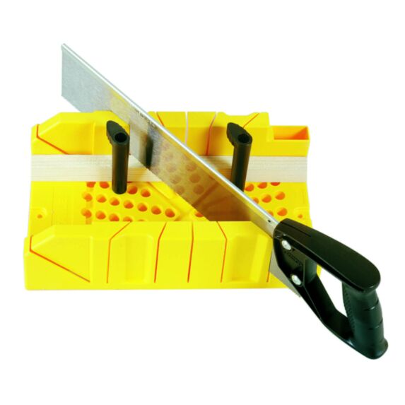 Boîte à coupe plastique avec cales excentriques et scie à dos - STANLEY