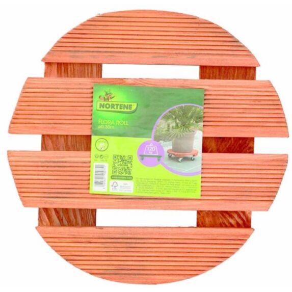 Roule pot bois FSC lasuré Marron Ø 0,30m - INTERMAS
