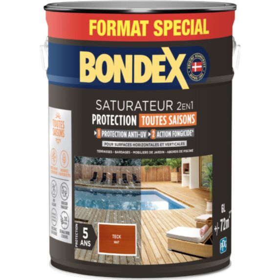 Saturateur anti-UV et grisaillement 6 L teck - BONDEX