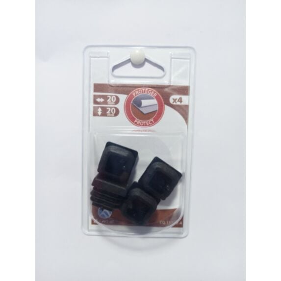 Embout carré rentrant PVC 20x20mm noir x4 - CIME