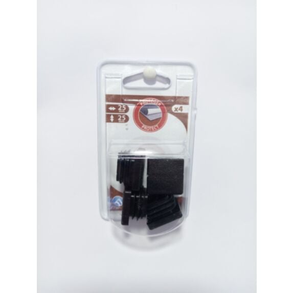 Embout carré rentrant PVC 25x25mm noir x4 - CIME