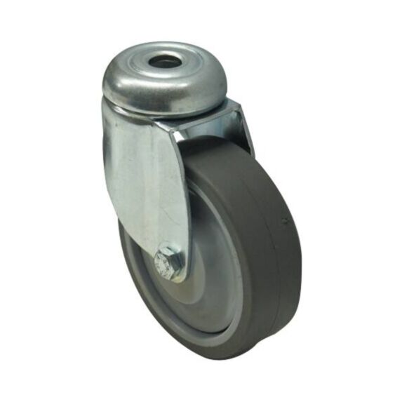 Roulette pivotante à œil caoutchouc gris Ø75mm charge 60kg - CIME