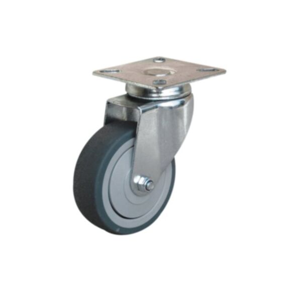 Roulette pivotante à platine caoutchouc gris non tâchant Ø75mm charge 60kg - CIME