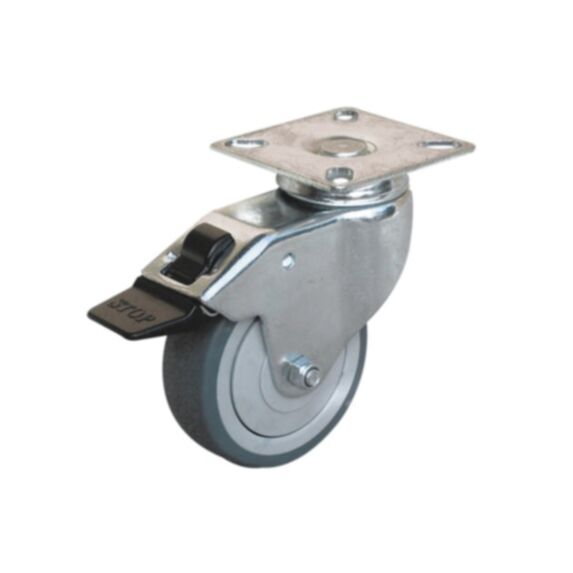 Roulette de collectivité à platine pivotante à frein. Charge admissible 40kg. Ø50mm - CIME