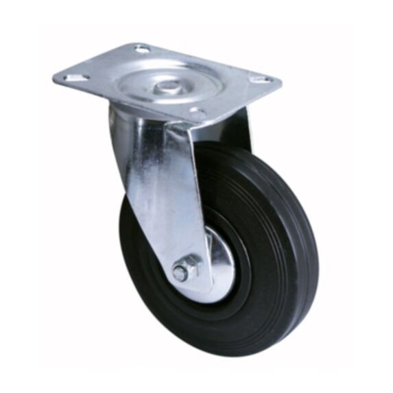Roulette pivotante à platine caoutchouc noir Ø125mm charge 125kg - CIME