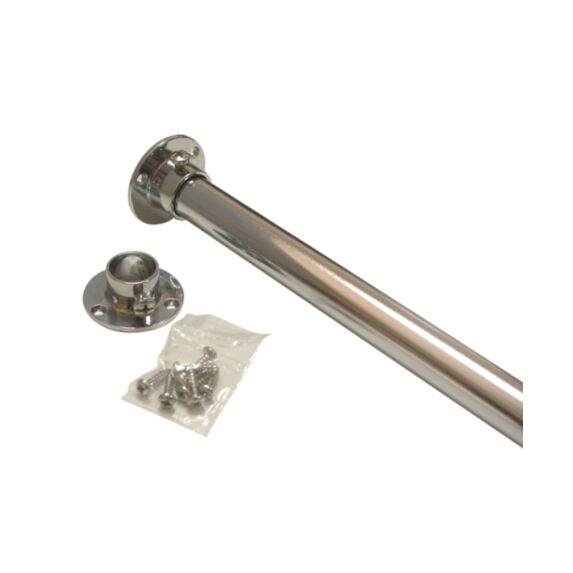 KIT : Barre de penderie extensible + 2 supports fermés muraux chromé