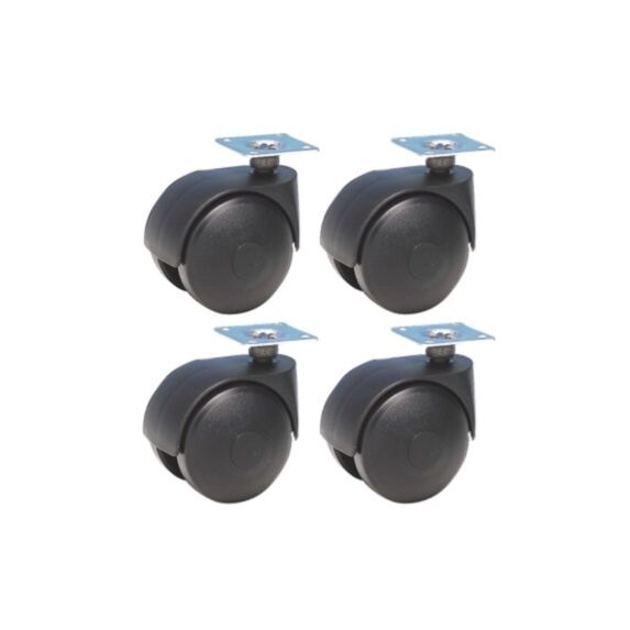 Lot de 4 roulettes d'ameublement à platine pivotante - Charge admissible 25kg.  Ø40mm - CIME