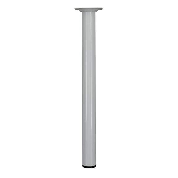 Pied rond D30mm Acier blanc. H.350mm
