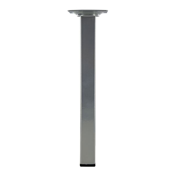 Pied carré 25x25mm Acier époxy gris alu H.250mm