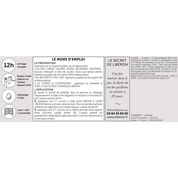 Peinture pailletée boiseries intérieures - LIBERON Eclat clair de lune mat 0,5L