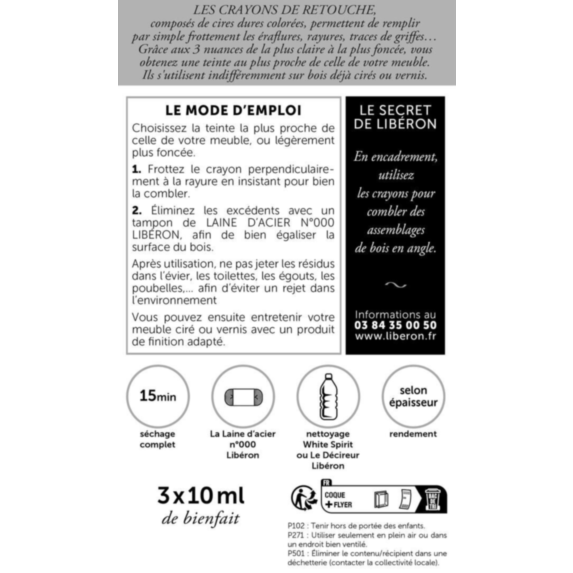 Crayons de retouche 3x10ml - Noyer - LIBERON