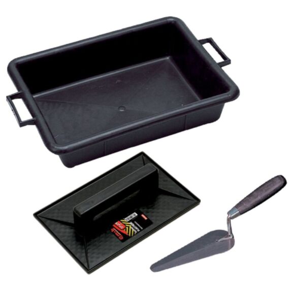 Lot d'outils pour maçonnerie, auge, truelle et taloche - TALABOT