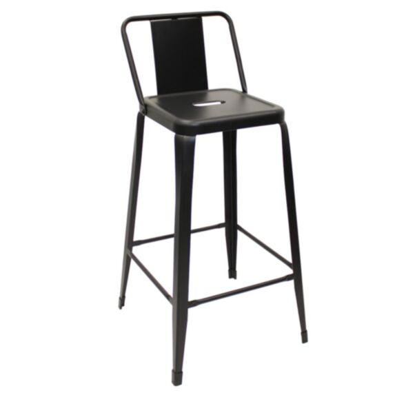 Tabouret de bar Vintage à dossier métal noir 41 x 41 x 83 cm - FRANDIS