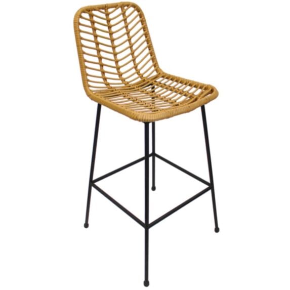 Tabouret de bar Havana osier et métal 52 x 56 x 110 cm - FRANDIS