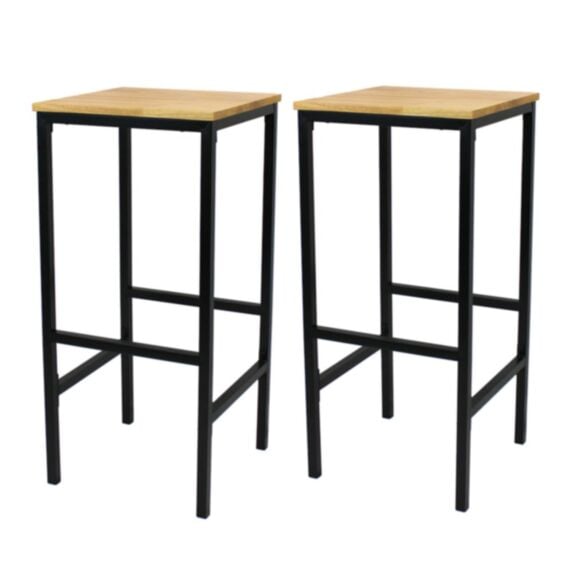 Set de 2 tabourets de bar Carrat bois FSC 35 x 35 x 75 cm - FRANDIS