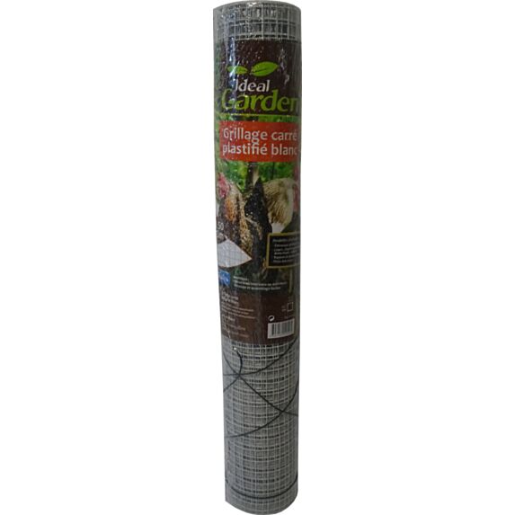 Grillage carré plastifié 12,7 mm 0,5 x 3 m blanc - IDEAL GARDEN