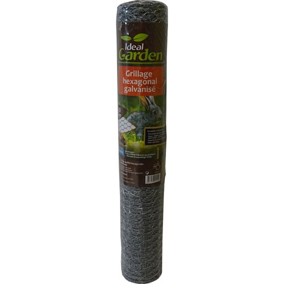 Grillage hexagonal galvanisé 13 mm 0,5 x 10 m - IDEAL GARDEN
