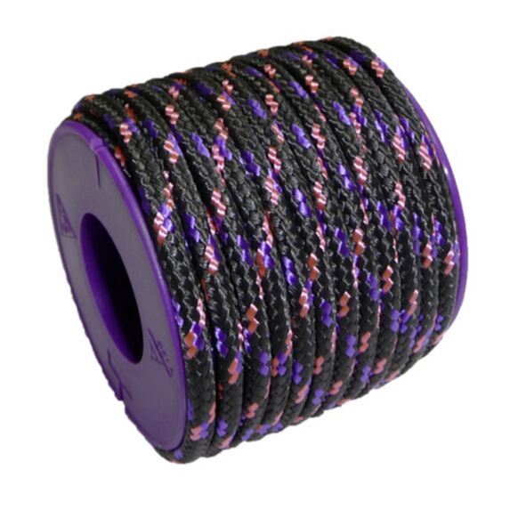 Drisse en poyster noir fil lilas/rose fluo ø4mm longueur : 12m 