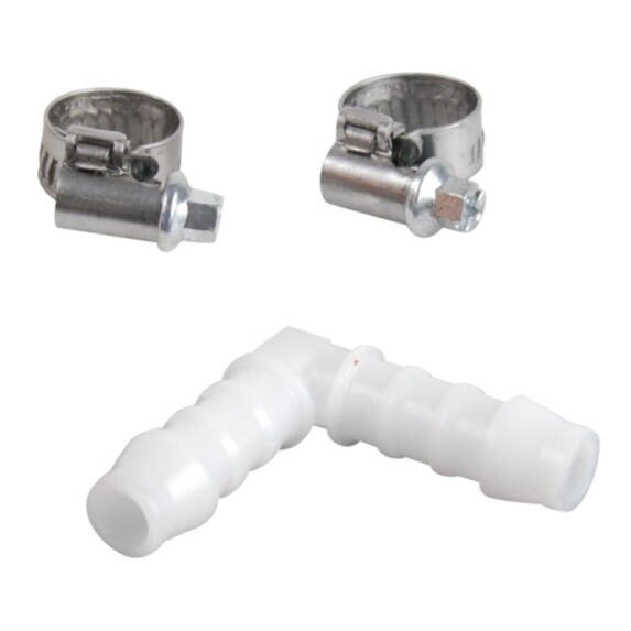Coude plastique Ø8 mm + 2 colliers - SPID'O