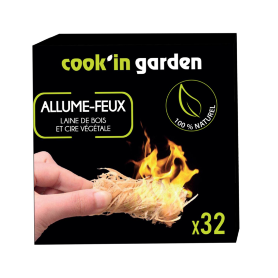 Lot de 32 Allume feu laine de bois - COOK'IN GARDEN